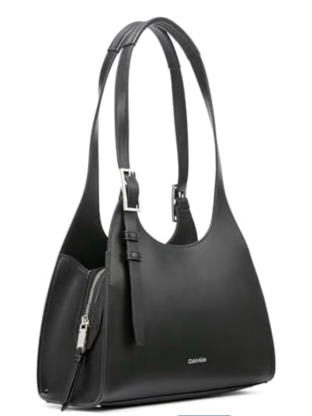 Calvin Klein Quill Medium Shoulder Bag Black Leather